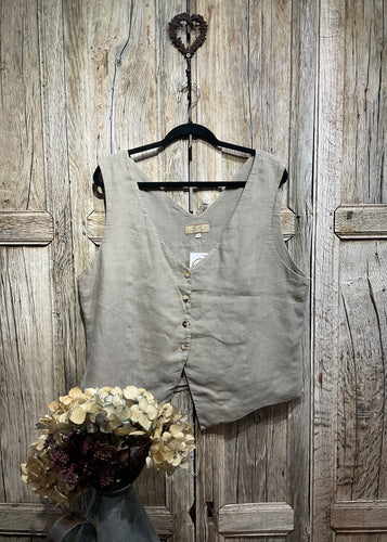 Preloved THE LINEN PRESS, Khaki Vest Waistcoat