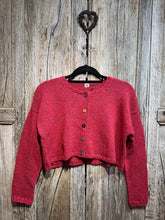 Handknits by ME Berry Recycled Denim Crop Cardigan