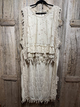 JLS Cream Embroidery Appliqué & Lace Layering Tunic Dress 1106