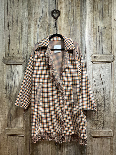 Preloved Beatrice Brown/Pink/Black Check Coat