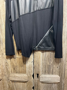 Preloved MY SOUL Black Tee with Fake Leather Stripe Detail