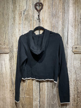 Preloved Black Cotton Hooded Zip Cardigan