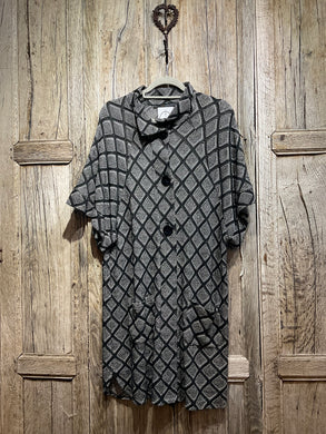 Preloved Black and White Knit Coat