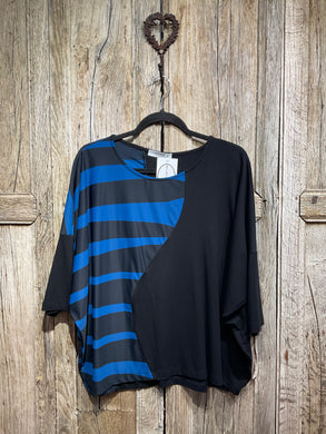 Preloved Alembika Black & Blue Stripe Tee