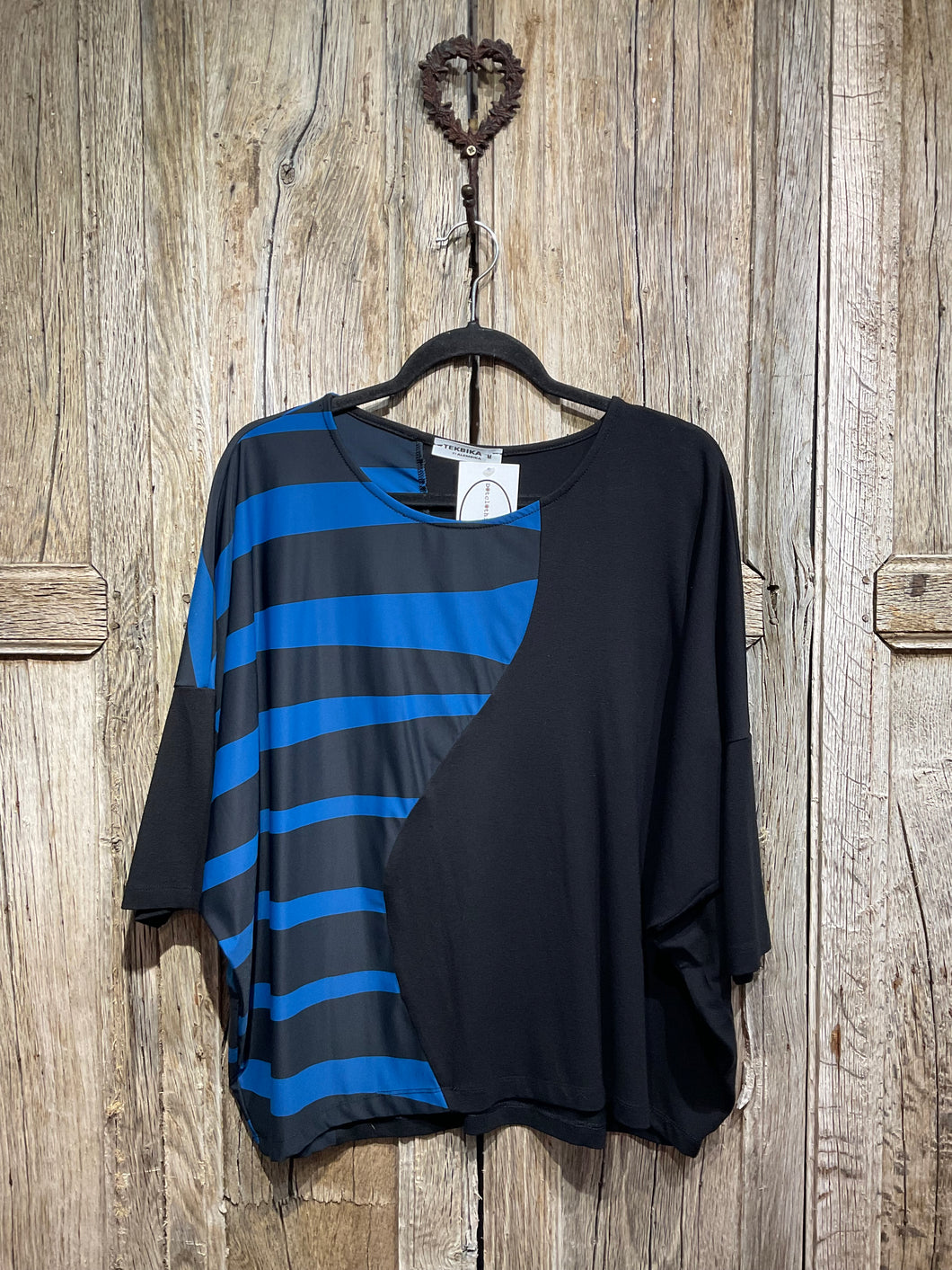 Preloved Alembika Black & Blue Stripe Tee