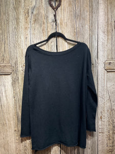 Preloved E.D. Black Wide Neck Top in Jersey Fabric