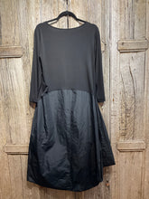 Preloved Naya Black Jersey & Organza Dress with White Circle Pattern