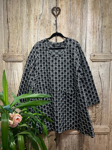 Preloved BELLA BLUE Grey Dress with Black Embossed Spots