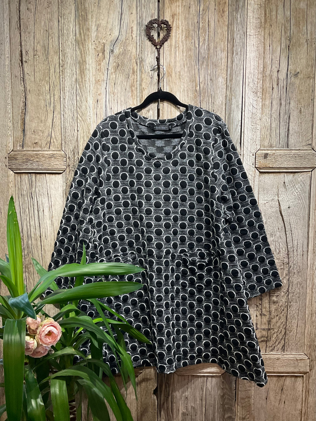 Preloved BELLA BLUE Grey Dress with Black Embossed Spots