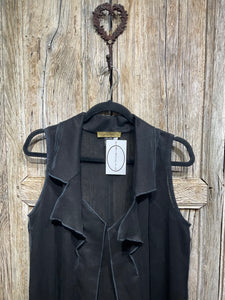 Preloved EUGENIO VAZZANO BLACK Flax Long Gillet