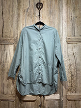Preloved ISCHIKO Airforce Blue/Green Cotton Shirt