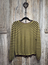 Preloved Toast Green & Brown Stripe Linen Jumper