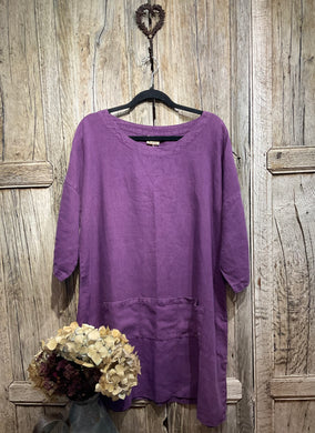 Preloved THE LINEN PRESS, Purple Linen Dress