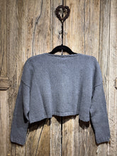 Handknits by ME Blue Crop Recycled Denim Cardigan