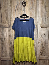Preloved Apuntob Green & Navy  Linen Dress