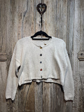 Handknits by ME Cream Recycled Denim Crop Cardigan