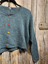 Handknits by ME Blue Crop Wool & Mohair Mix Cardigan