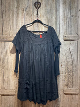 Preloved Ewa I Walla Black Dress Cotton Sleeves 100% Linen Smock Dress