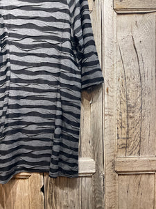 Preloved Black and Grey Stripe Tunic Dress