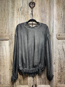 Preloved SANCTAMUERTE Charcoal Silk Mix Top