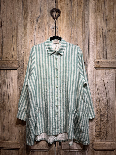 THING Teal Stripe Linen Jacket 6757 SS24