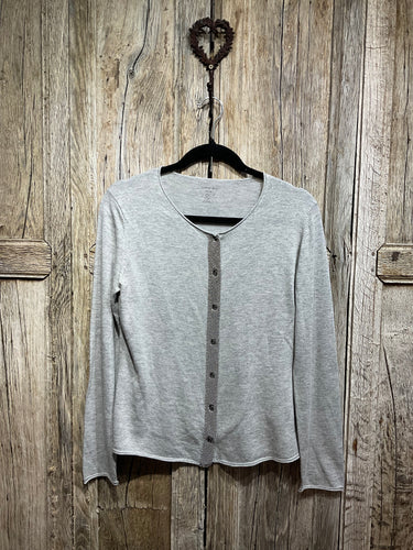 Preloved Marc Cain, Grey Fine Knit Cardigan with Sequin Detail