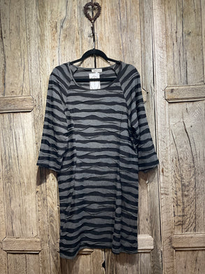 Preloved Black and Grey Stripe Tunic Dress