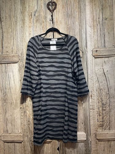 Preloved Black and Grey Stripe Tunic Dress
