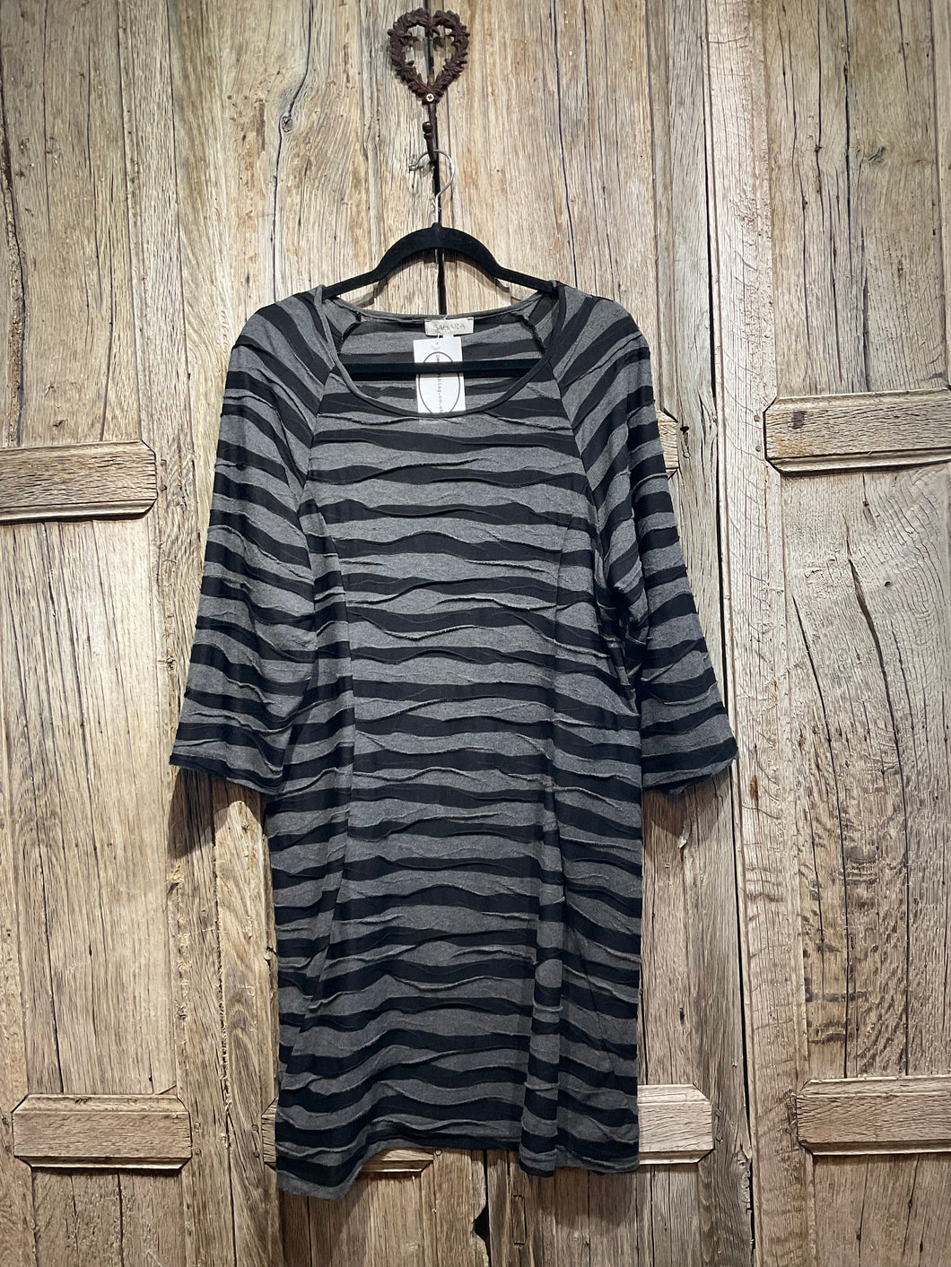 Preloved Black and Grey Stripe Tunic Dress