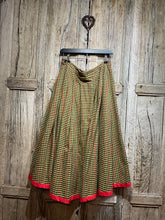 Preloved Toast Check Skirt with Red Hem Detail