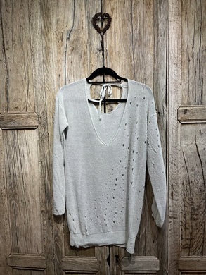 Preloved Sarah Pacini Grey Linen Mix Jumper