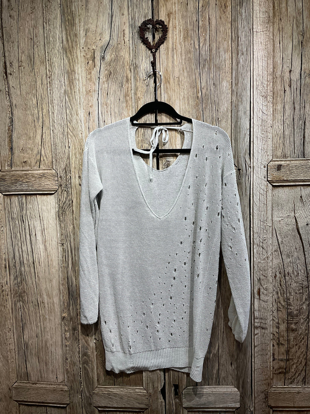 Preloved Sarah Pacini Grey Linen Mix Jumper