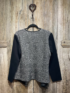Preloved Black and White Knit Cardigan