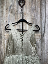 Preloved Silk and Cotton Pale Green Dress with Wire Sides 55316