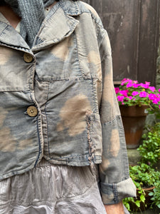 JLS Blue Grey Dip Dyed Cropped Cotton Jacket