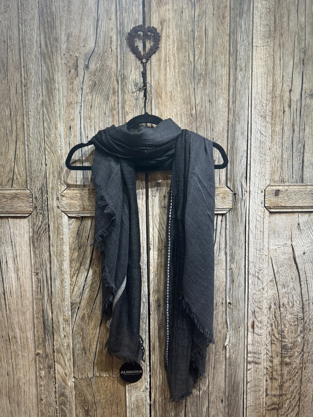 Alembika Black Wool Blend Scarf ASC09C AW24