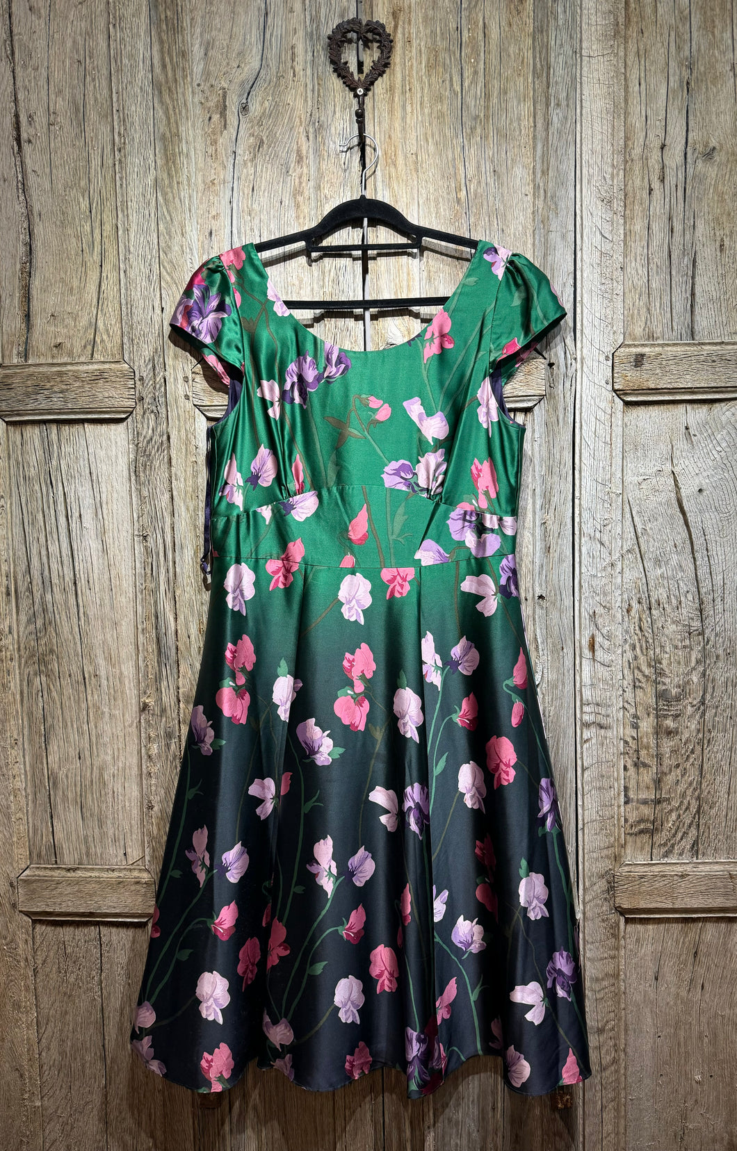 Preloved Laura Ashley Green Silk Floral Dress