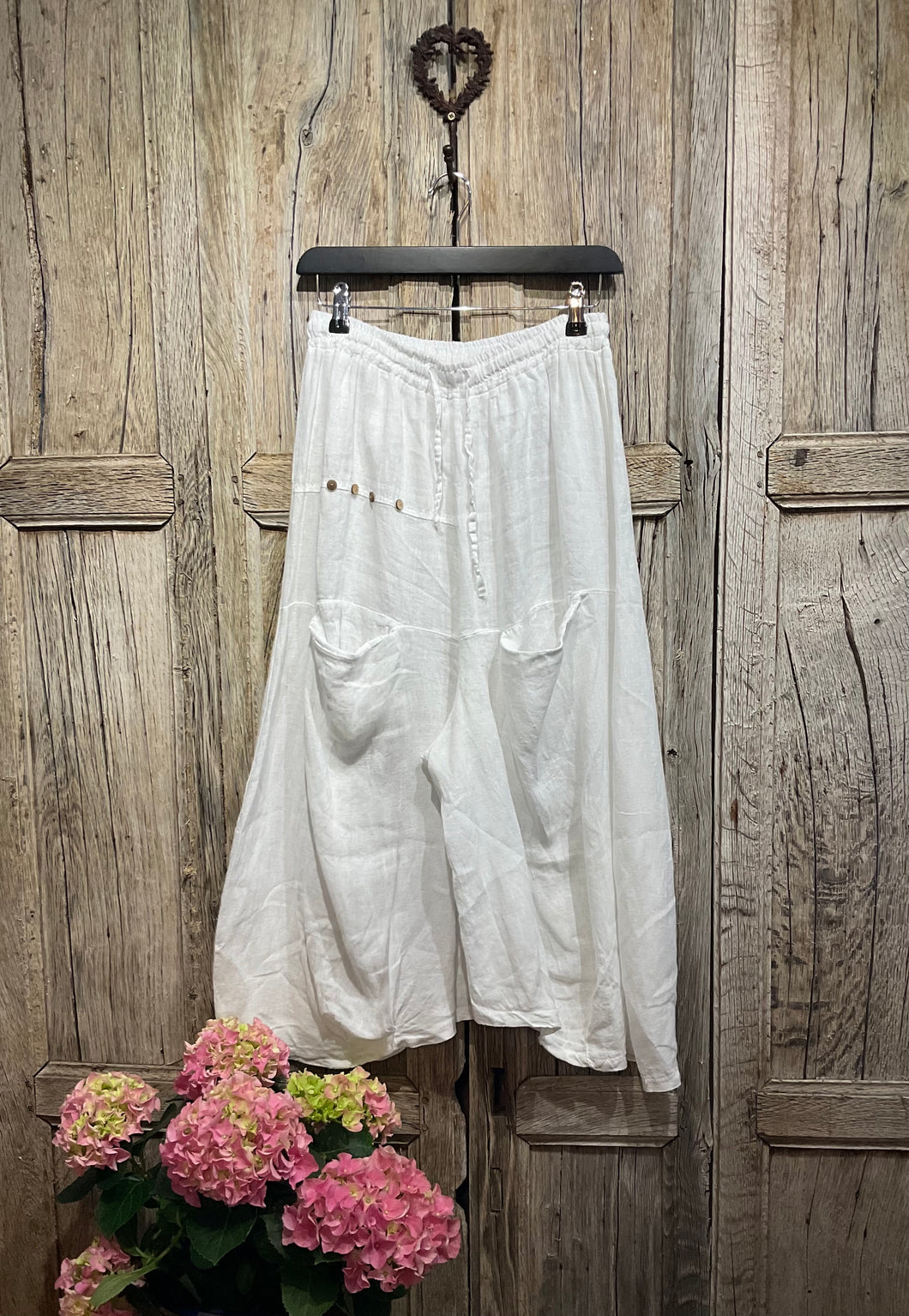 Preloved SUZY D, White Linen Cullottes