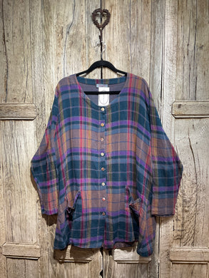 Preloved SAHARA Pink and Blue Tartan Shirt