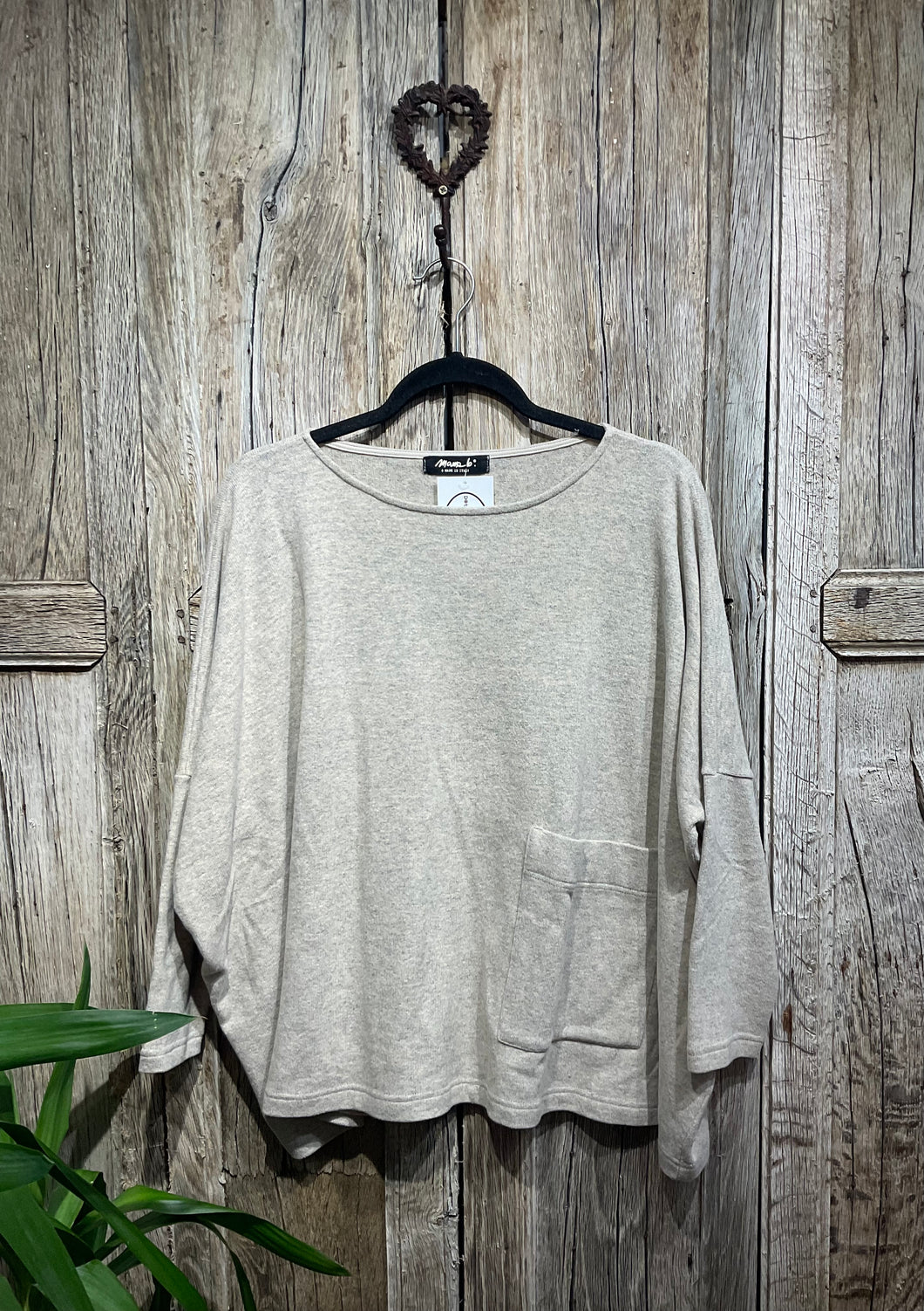 Preloved MAMA B Beige Long Sleeve Top with Front Pocket