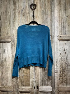 Preloved Grizas Teal Cardigan in Linen Knit