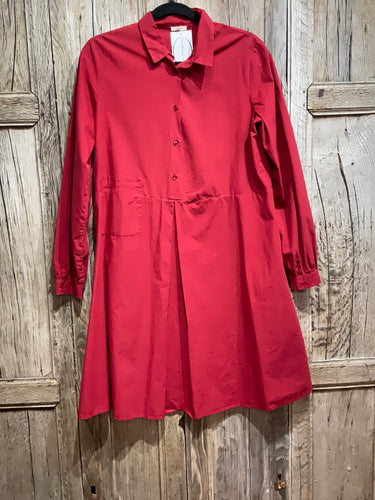 Preloved Bella Rose Red Cotton Shirt Dress