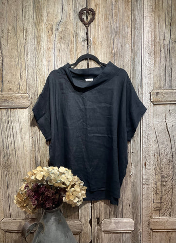Preloved EAST, Black Linen Cowl Top
