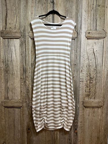 Preloved Masai Beige & White Jersey Dress