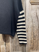 Preloved MAMA B Black & White Jumper with Stripe Sleeves