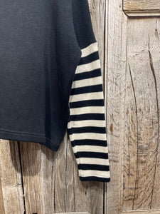 Preloved MAMA B Black & White Jumper with Stripe Sleeves