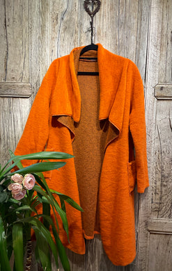 Preloved (NO LABEL) Edge to Edge Orange Wool Coat