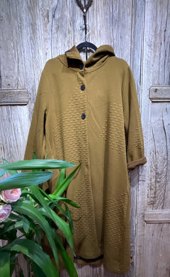 Preloved BELLA BLUE High Neck Long Olive Coat with Hood