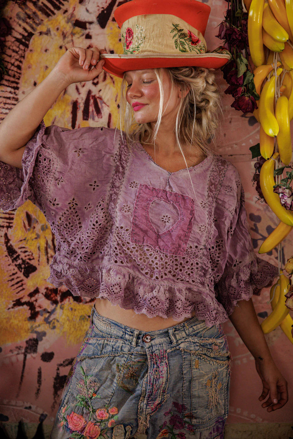 Magnolia Pearl Eyelet Rosemary Blouse Purple Boba 2215