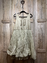 Preloved Silk and Cotton Pale Green Dress with Wire Sides 55316